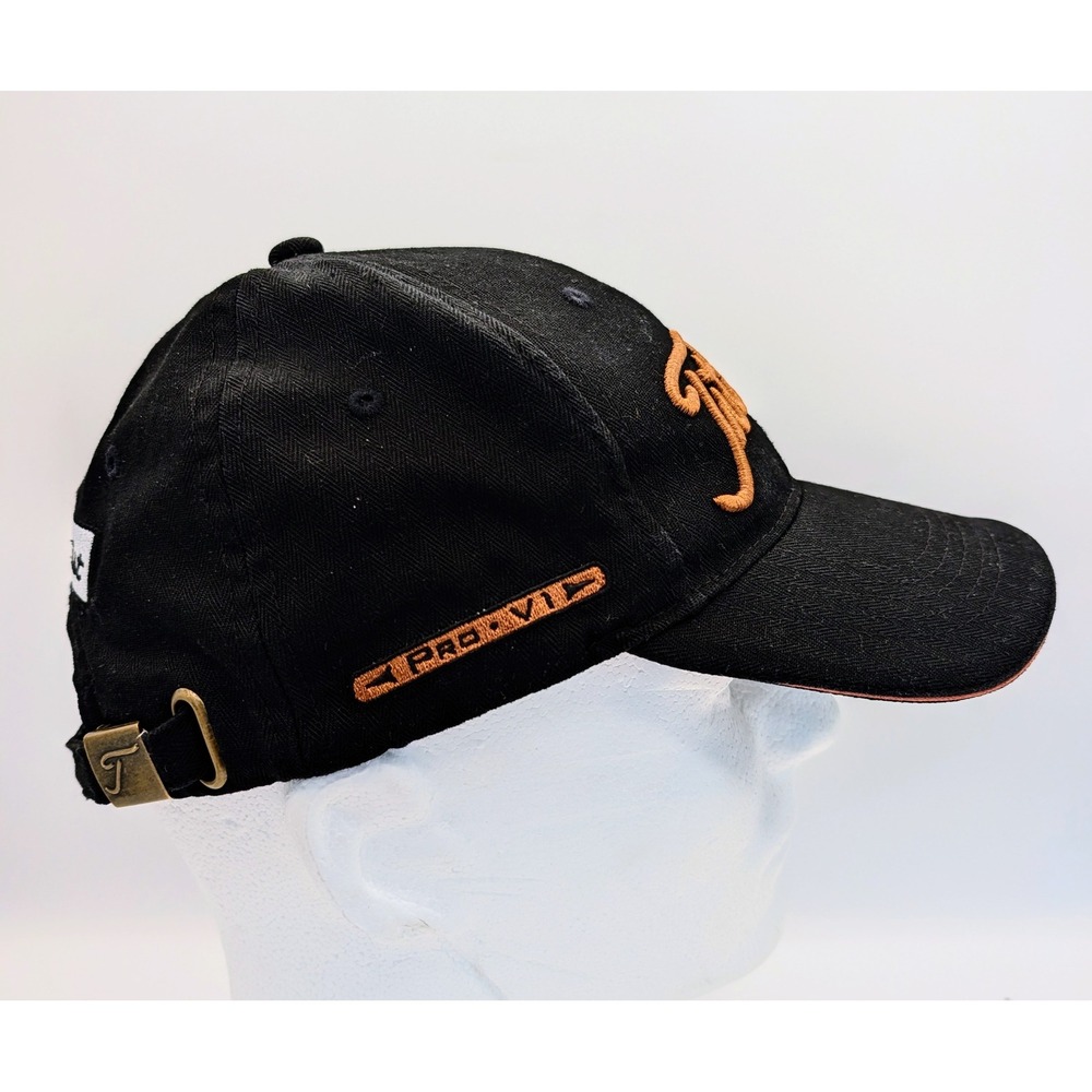 Titleist Pro V1 Golf Hat Black Orange 3D Logo Adjustable Strap Herringbone Cap - Picture 4 of 9